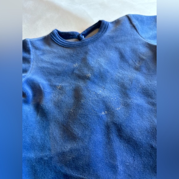 Petit bateau blue velour constellation footed onesie - Picture 2 of 8